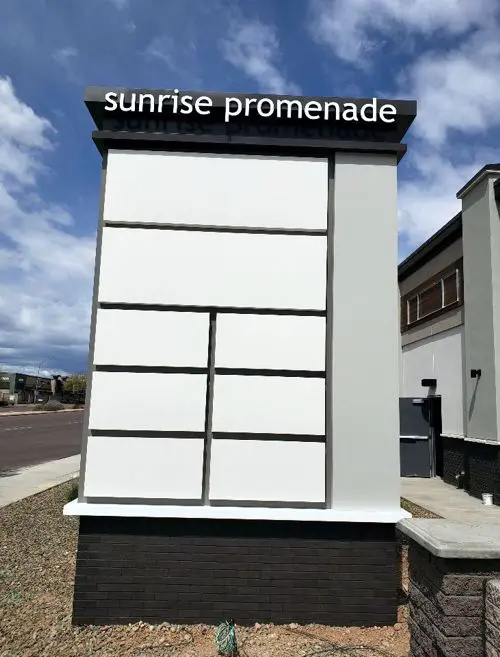 Sunrise Monument sign board with empty slots