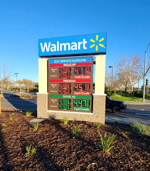 Walmart Sign Above the Self Service Gasoline